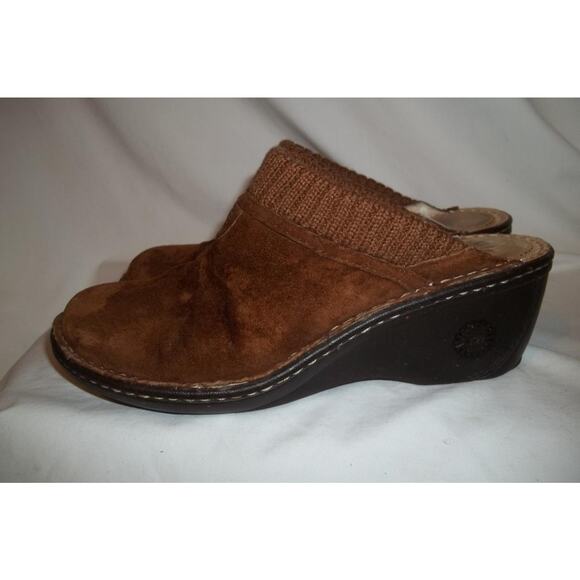 UGG Australia Brown Suede & Textile Clogs Mules Wedge Shoes 8 - Picture 3 of 12